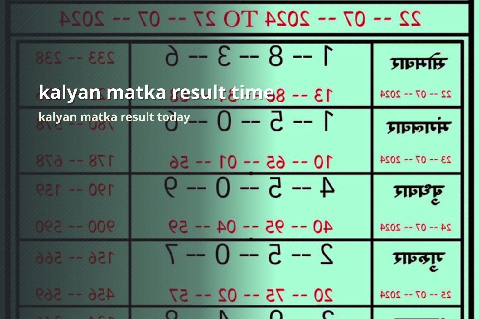 kalyan matka result time kalyan matka result today