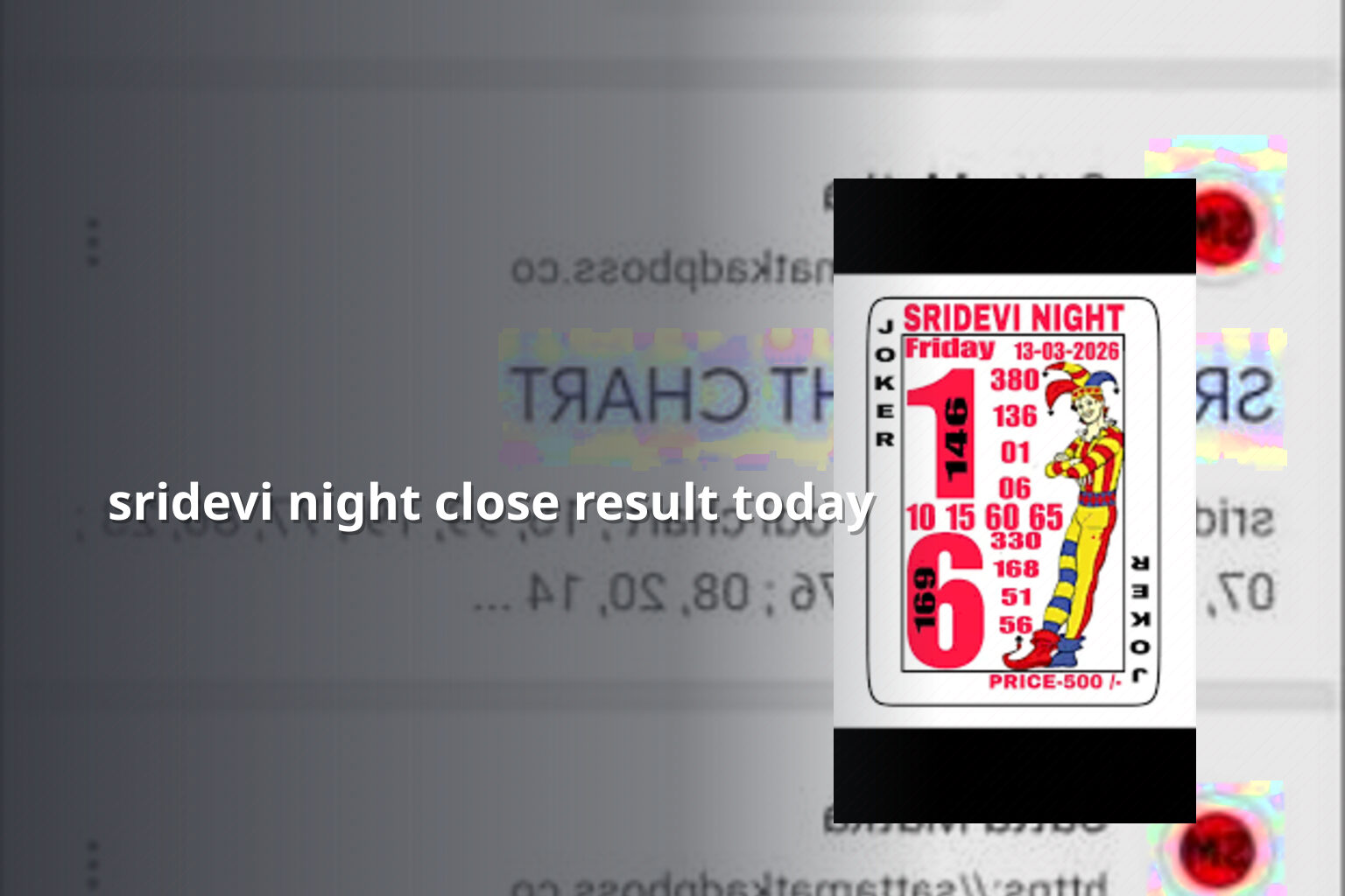 sridevi night close result today - matka_satta