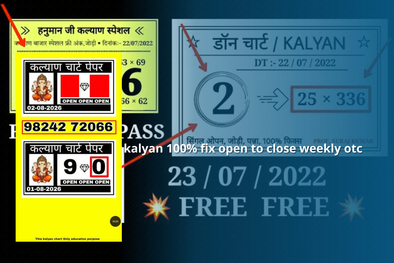 kalyan 100% fix open to close weekly otc - matka_satta