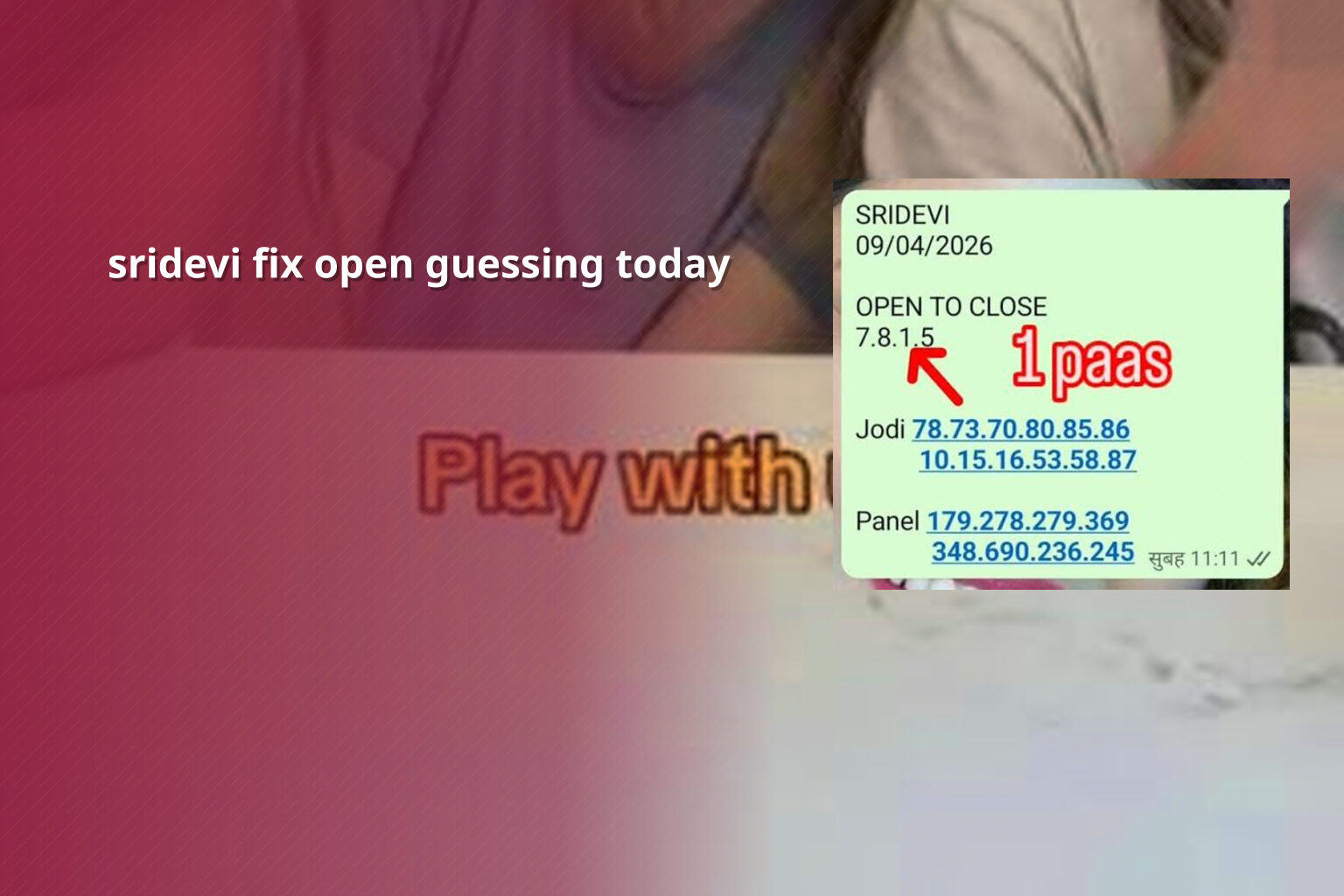 sridevi fix open guessing today - matka_satta
